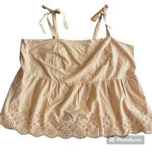 Lane Bryant Tank Top Eyelet Shirt Size 3x 30/32 Cotton Tan
